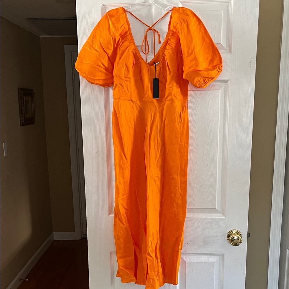 NWT Banana Republic Elegant Orange Linen Blend Dress
